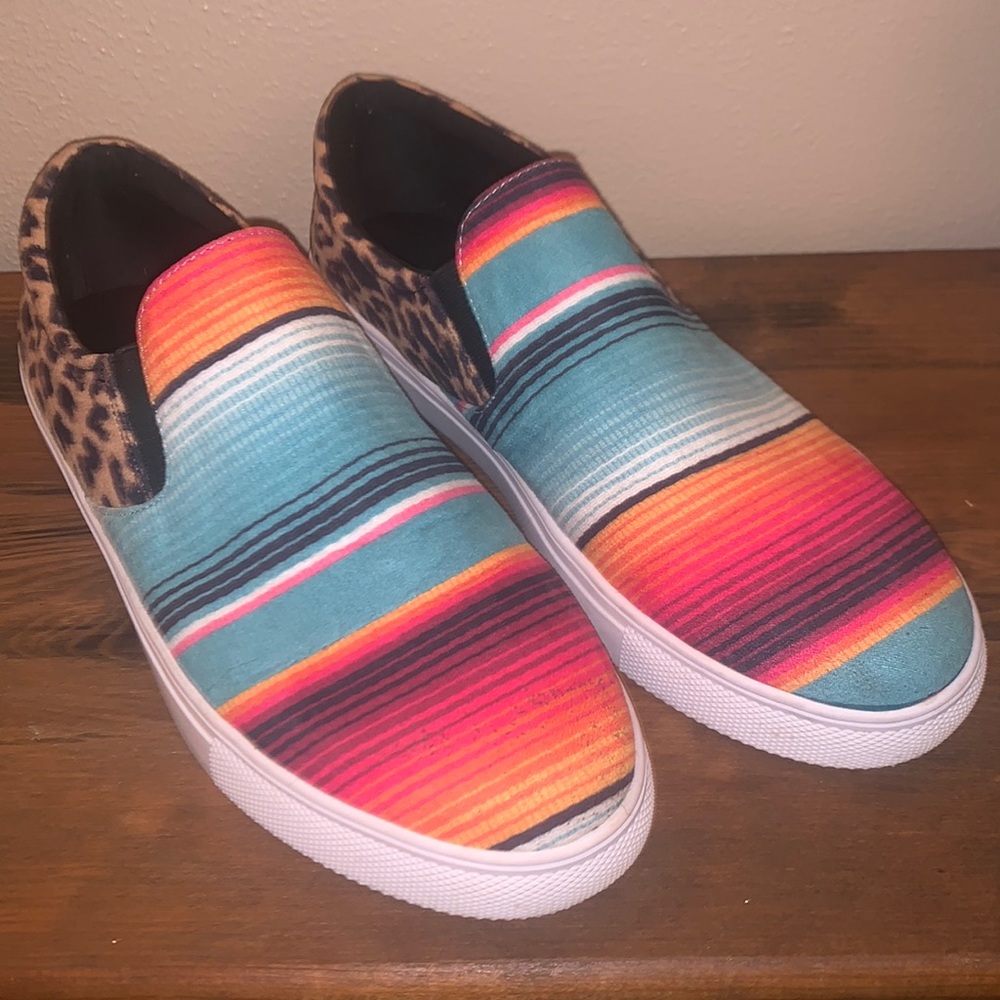 Size 9 Serape/Leopard Crazy Train Shoes